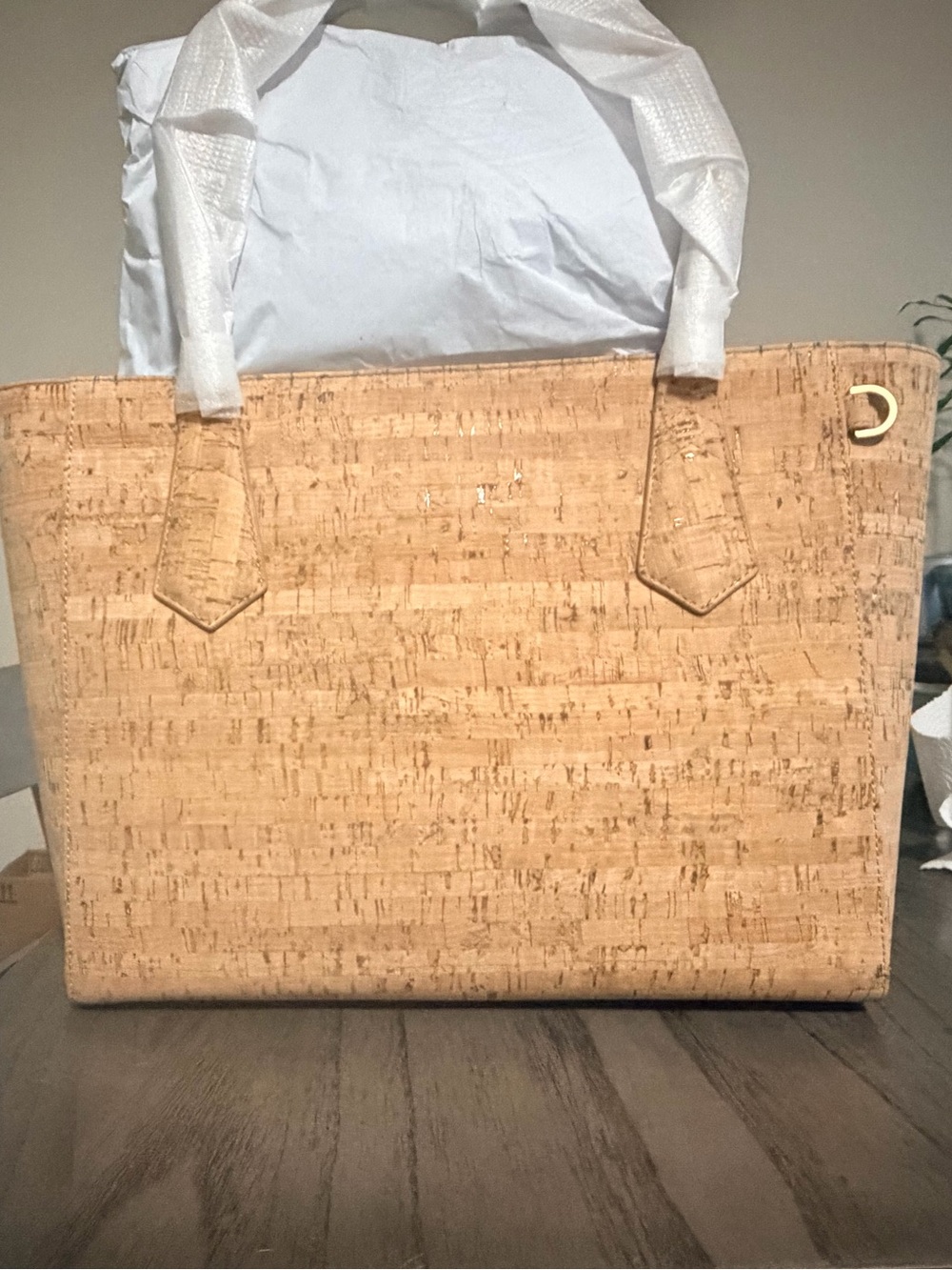 Dagne Dover Cork Tote in Natural Tan - Picture 2 of 11